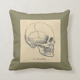 Coussin Carreau vintage de crâne d'anatomie