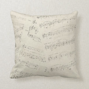 Coussin Carreau vintage de musique de feuille