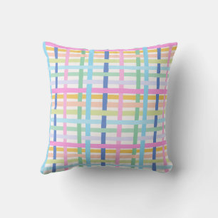 Coussin Carreaux arc-en-ciel vifs - Gingham maximaliste