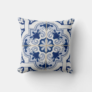 Coussin Carreaux bleus   Accent céramique italien 