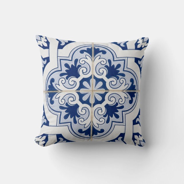 Coussin Carreaux bleus | Accent céramique italien  (Recto)