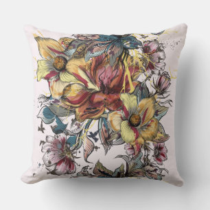 Coussin Carreaux colorés de fleurs