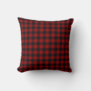 Coussin Carreaux de buffle rouge et noir