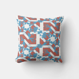 Coussin Carreaux de terre cuite bleus en verre blanc teint