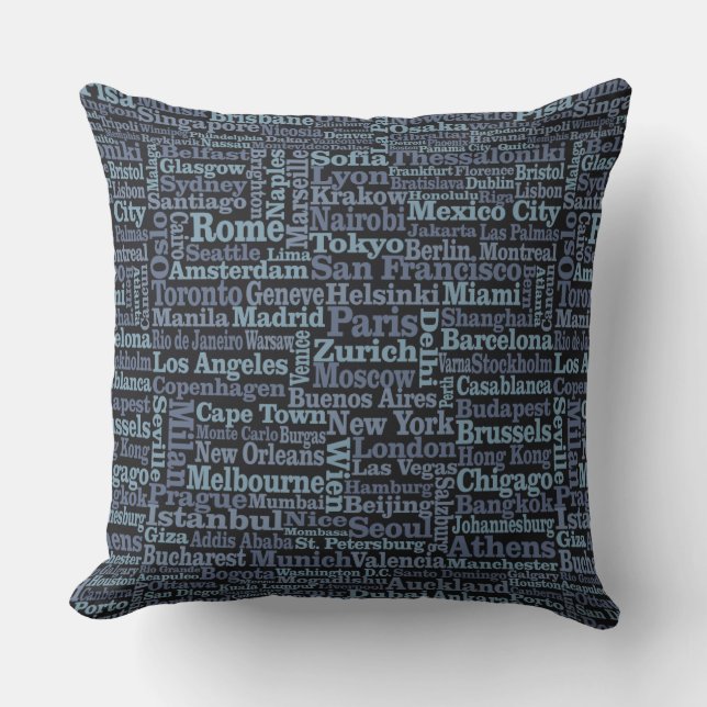 Coussin Carreaux de villes du monde (Recto)