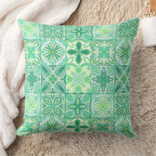 Coussin Carreaux décorés en vert et blanc