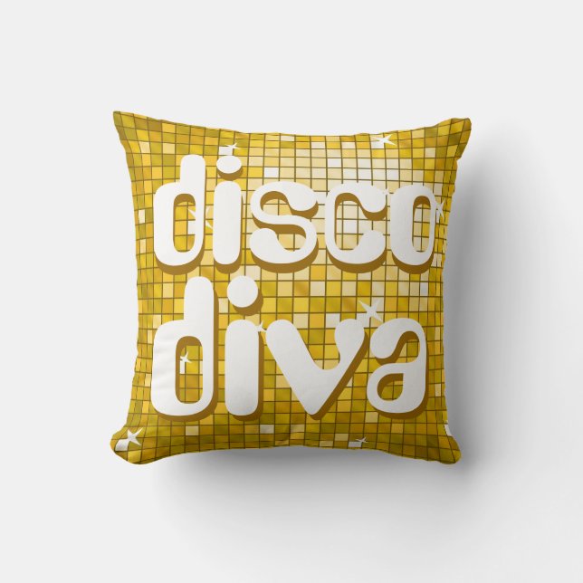 Coussin Carreaux Disco "Gold" 'disco diva jeter l'oreiller (Recto)