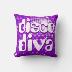Coussin Carreaux Disco Pourpre 'disco diva' lancer oreille