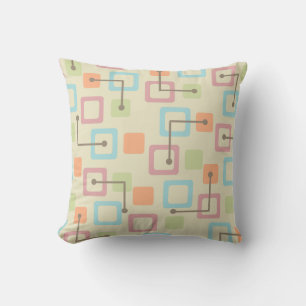 Coussin Carreaux et Carrés vintages des années 1950 (Paste
