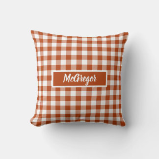 Coussin Carreaux Gingham Rouge Rouille Personnalisés