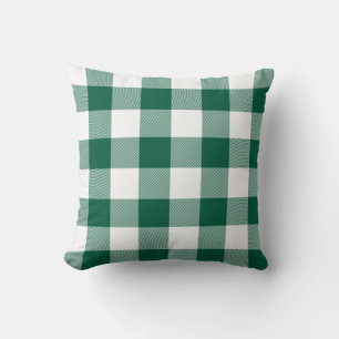 Coussin Carreaux Gingham Vert Chasseur et Blanc