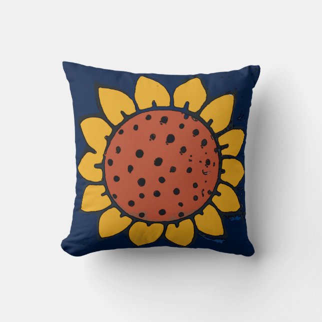 Coussin Carreaux mexicains Sunflower bleu (Recto)