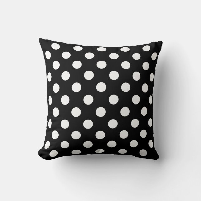 Coussin Carreaux noirs et blancs de point de polka faits (Recto)