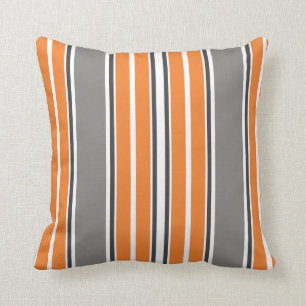 Coussin Carreaux oranges et gris de rayure