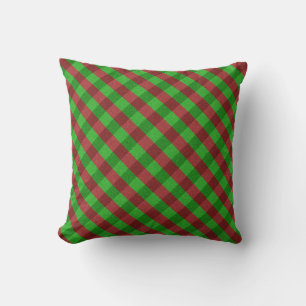 Coussin Carreaux Rouges et Verts Pailletés