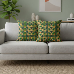 Coussin Carreaux verts et bleus 