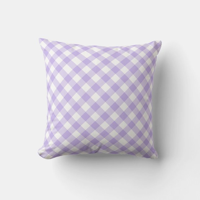 Coussin carreaux vichy écossais damier motif violet (Recto)