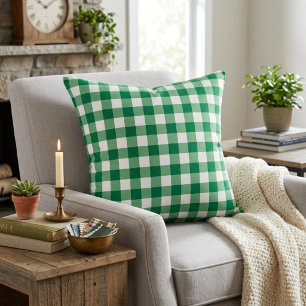 Coussin Carreaux Vichy Verts Et Blancs Classiques