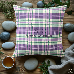Coussin Carreaux violet et vert Tartan élégant personnal
