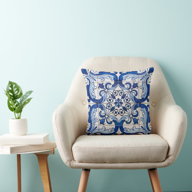 Coussin Carrelage d'azulejo antique motif floral (Chaise)