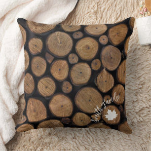 Coussin Carrelage en bois en Arrière - plan noir avec nom 