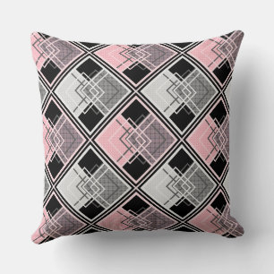 Coussin Carrelage géométrique rose et gris #patchwork