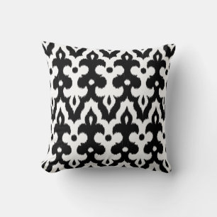 Coussin Carrelage marocain Damask Patte, noir et blanc