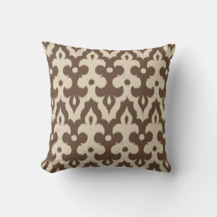 Coussin Carrelage marocain motif Damas, Taupe et Beige