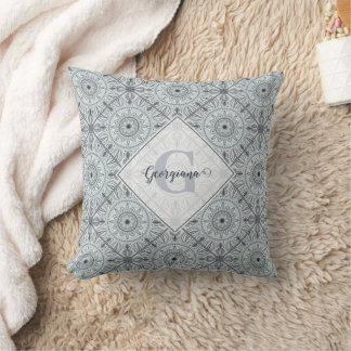 Coussin Carrelage personnalisé Harmonie florale Gris Manda