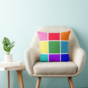 Coussin Carrés arc-en-ciel