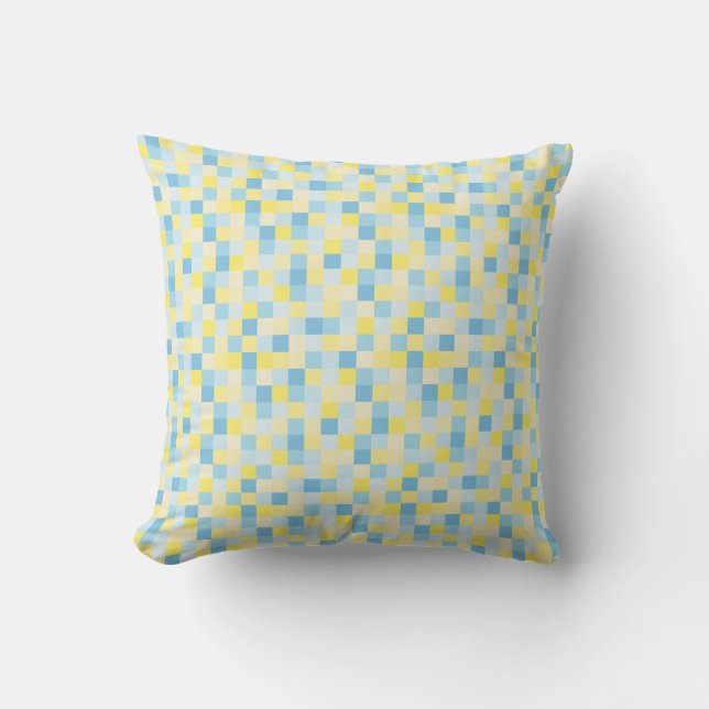 Coussin Carrés bleus et jaunes (Recto)