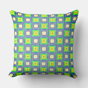 Coussin Carrés bleus et verts