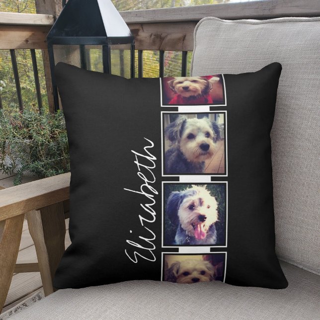 Coussin Carrés de collection photo noir et blanc Personnal (Créateur téléchargé)