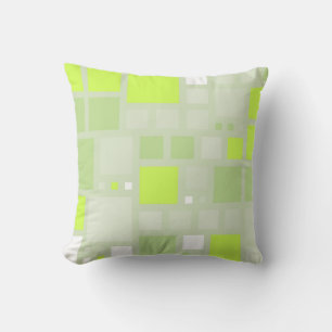 Coussin Carrés de mosaïque rétro Lime verte