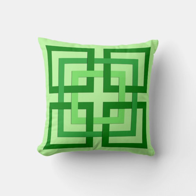 Coussin Carrés géométriques modernes, vert menthe et émera (Recto)