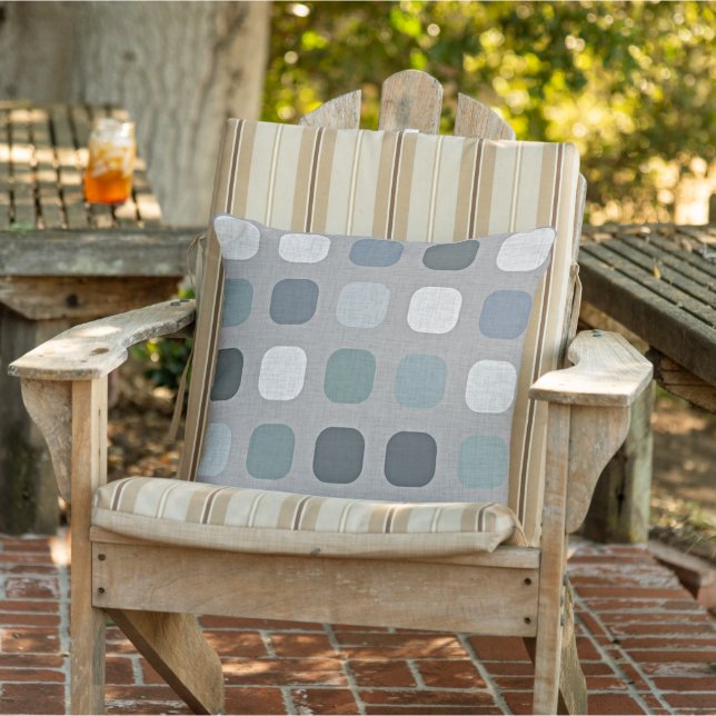 Coussin Carrés Turquoises Bleu Bleu Sur Gris Motif Sur Gri (Chaise)