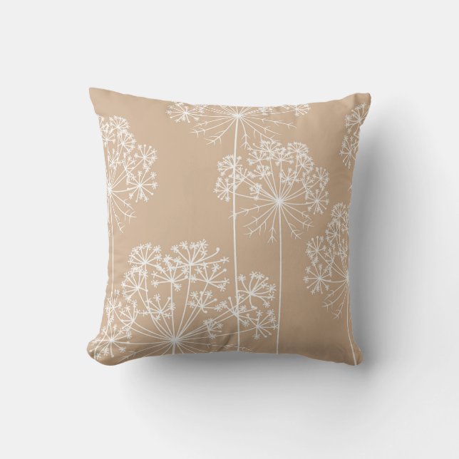 Coussin Carrot Flower Silhouette Soft Beige Throw Pillow (Recto)