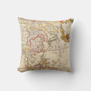Coussin Carte ancienne de l'Asie - Cartouche de titre fran