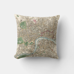 Coussin Carte ancienne de Londres Angleterre (1853)