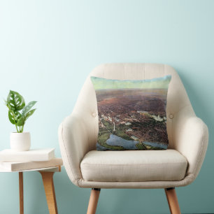 Coussin Carte ancienne de Washington DC et de la rivière P