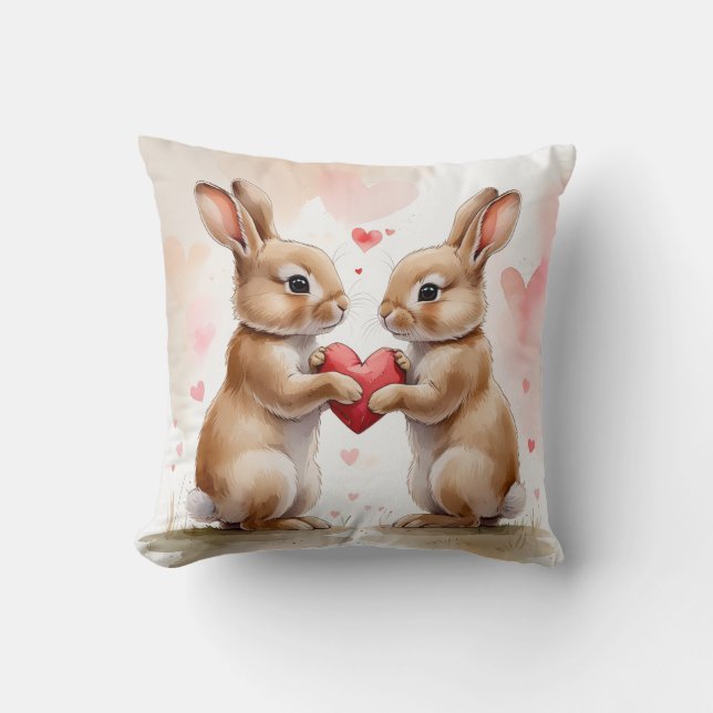 Coussin Carte Bunny romantique (Recto)