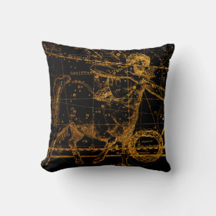 Coussin Carte Céleste Astrologique Or Sagittaire