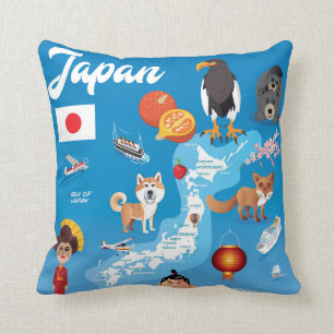Coussin Carte de bande dessinée d'enfants du Japon