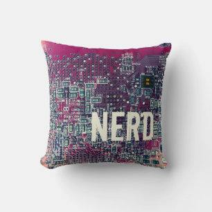 Coussin Carte de circuit rouge conception rétro nerd