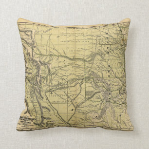 Coussin Carte de Josiah Gregg 1844 du territoire indien