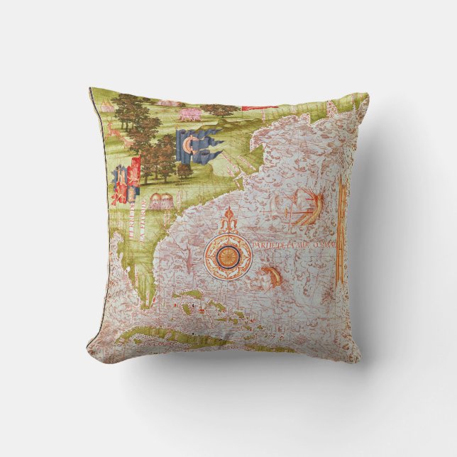 Coussin Carte de la Floride et des Antilles (Recto)