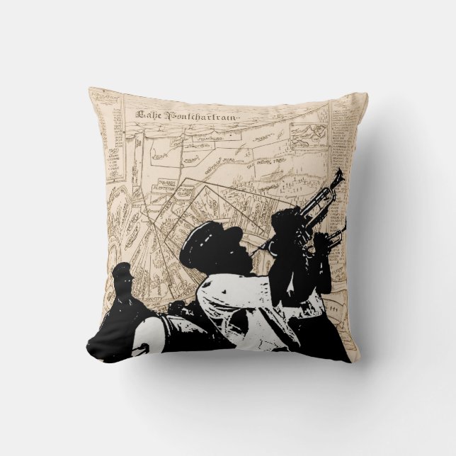 Coussin Carte de la Nouvelle-Orléans, avec bande de laiton (Recto)