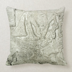 Coussin Carte de la ville de Rome, gravée par l'artiste, 1