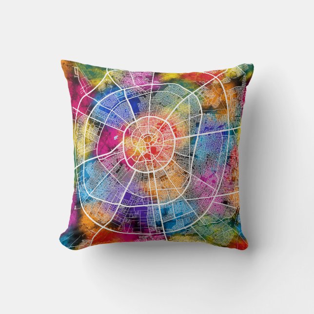 Coussin Carte de la ville d'Erbil Irak (Recto)