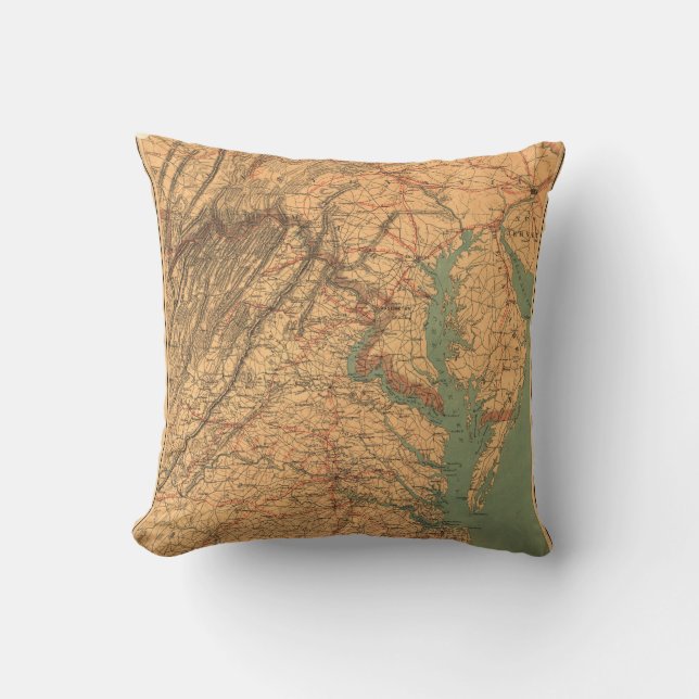 Coussin Carte de la Virginie orientale (1862) (Recto)